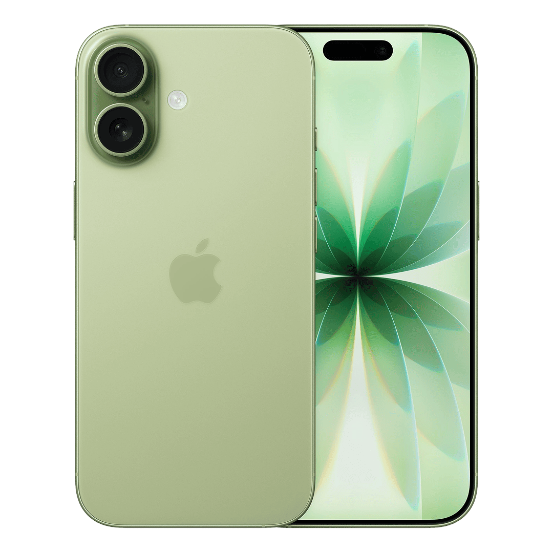 iPhone 17 в зелёном цвете, вид спереди и сзади