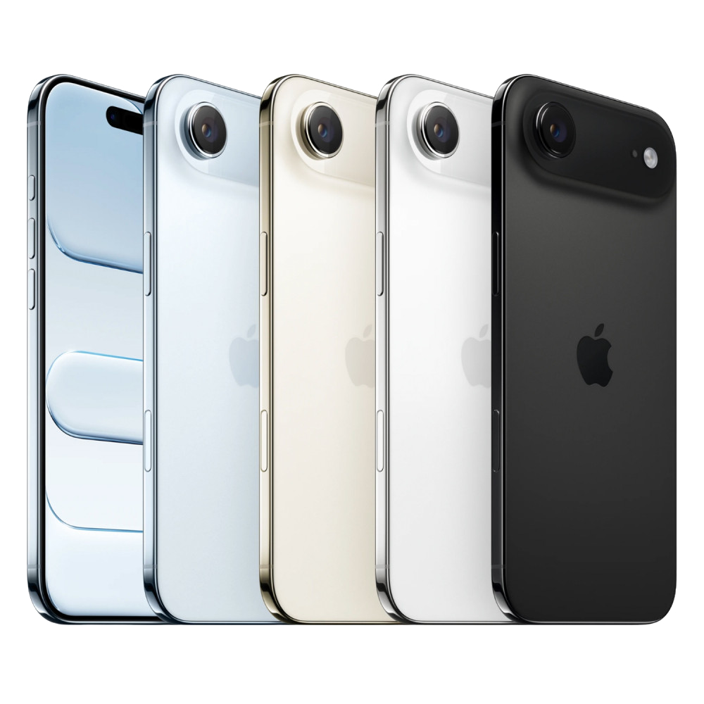 Линейка iPhone Air в нескольких цветах на прозрачном фоне